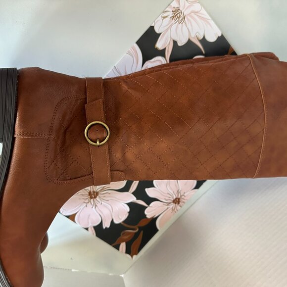 St. Johns Bay Faux Leather Brown Knee High Boots Size 9.5 - Picture 4 of 4